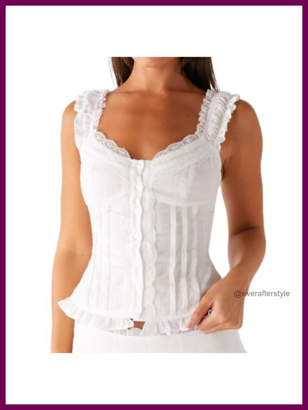 Lace Tank Top Square Neck Crop Cami Open Front Tie Strap Summer